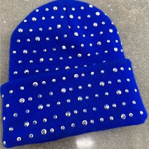 Blue Beanie with Rhinestones